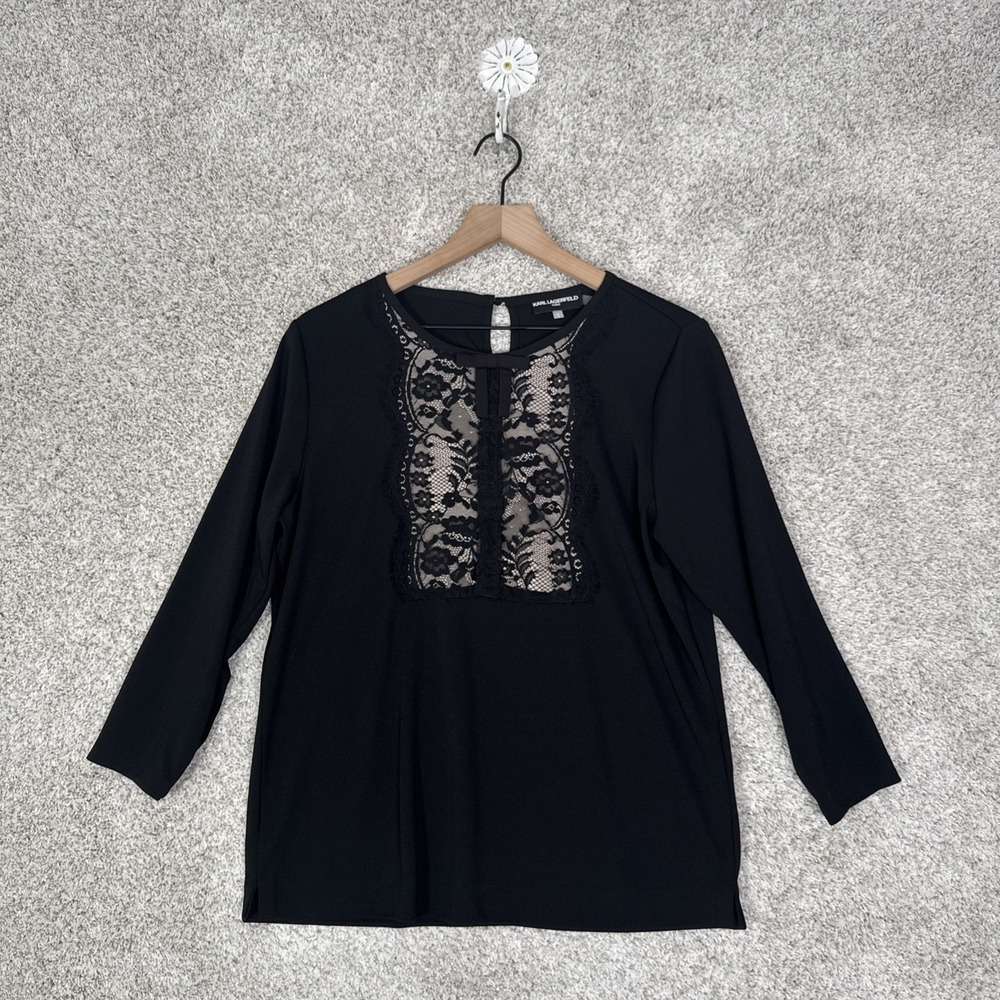 Karl Lagerfeld Black Lace Blouse - Medium